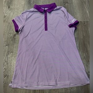 nike golf striped polo Womens Large Dri Fit Golf Pickleball Tennis Shirt Top